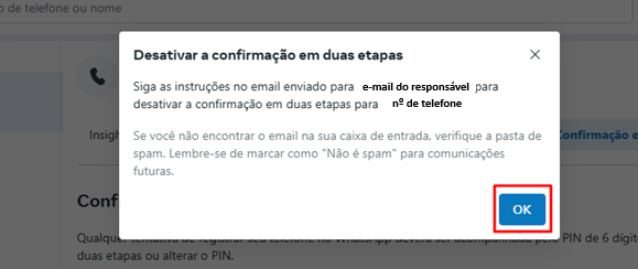 Confirmar desativação
