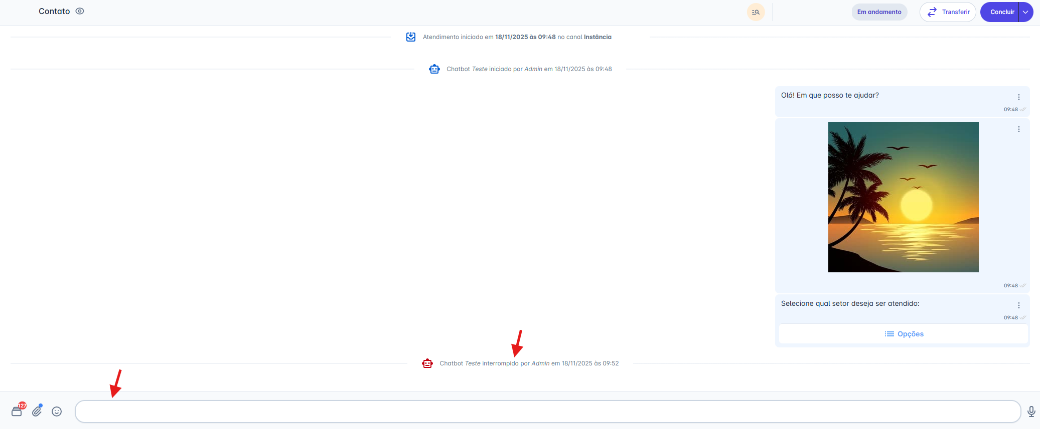 Chatbot interrompido