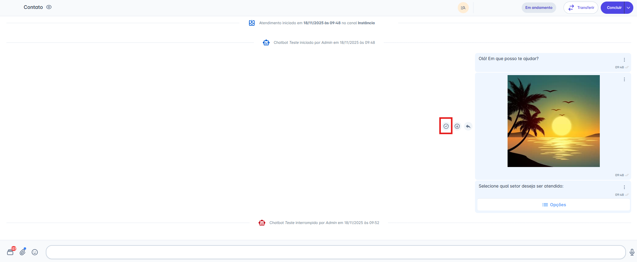 Seleção de mensagens
