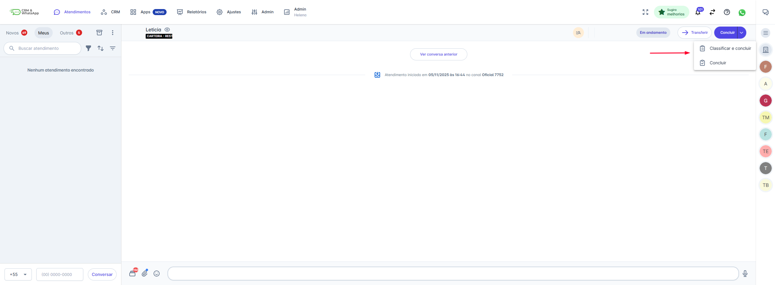 Opções de conclusão