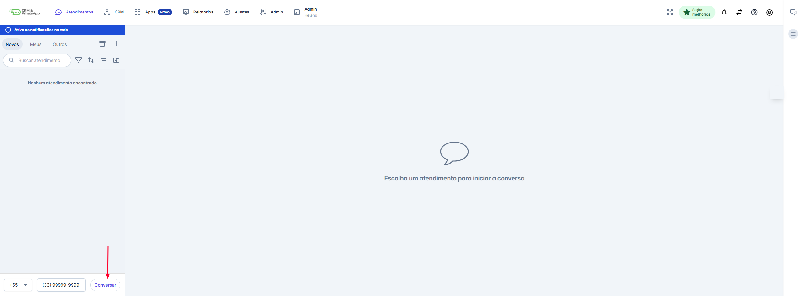 Campo para iniciar conversa