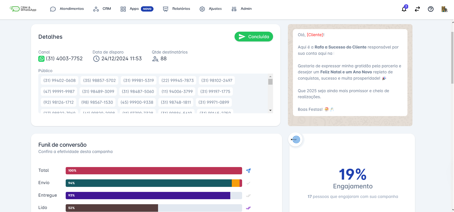 Detalhes da campanha