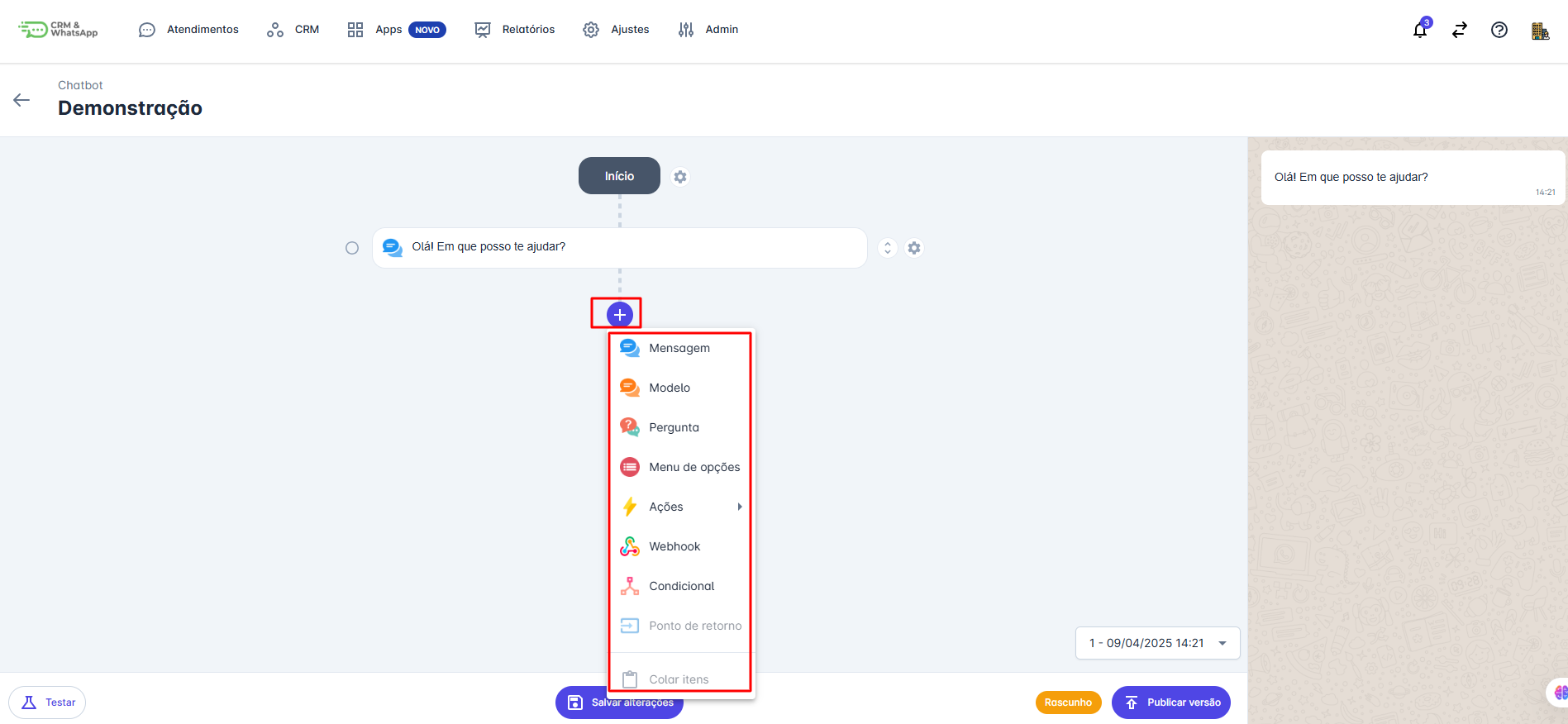Menu de Instruções