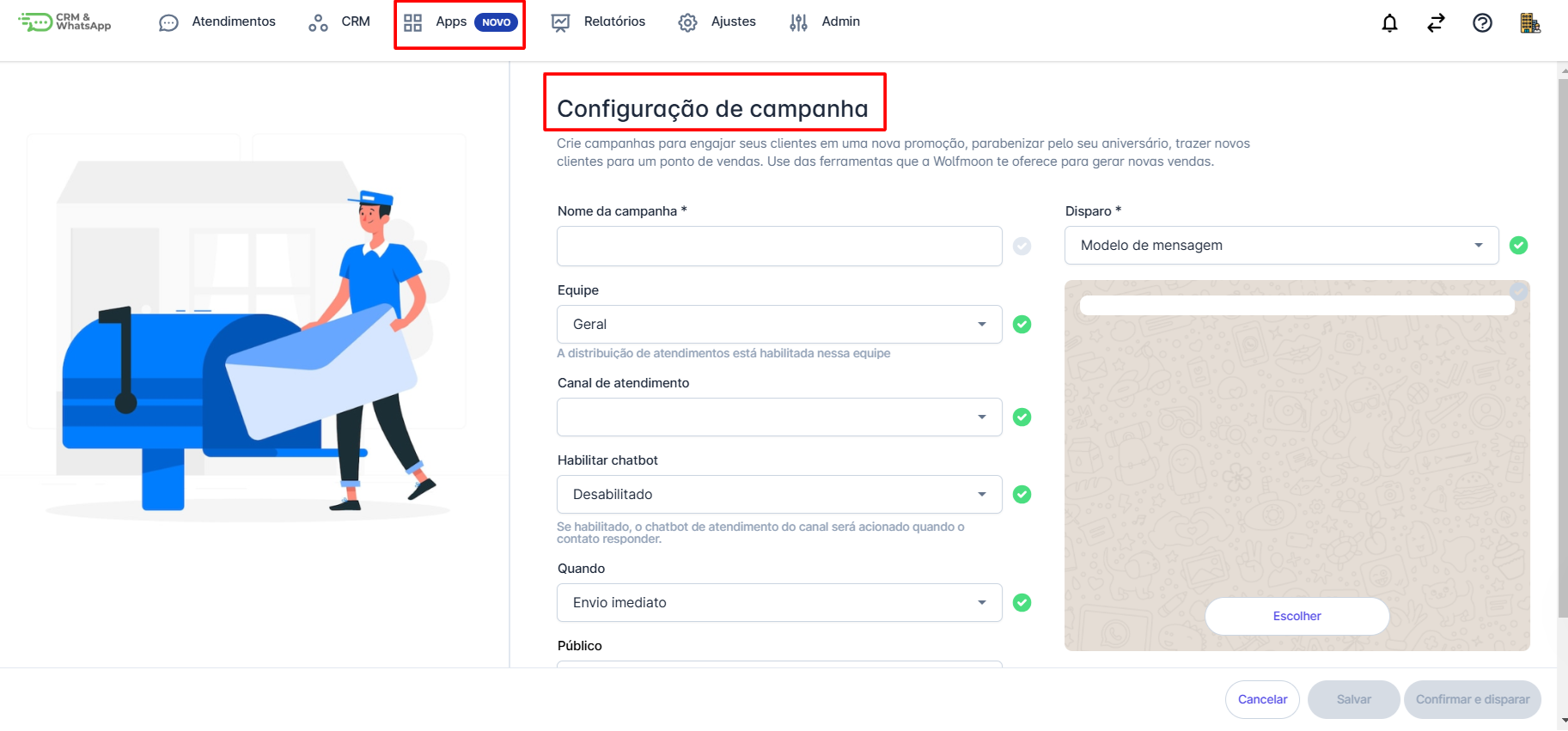 Tela de configuração