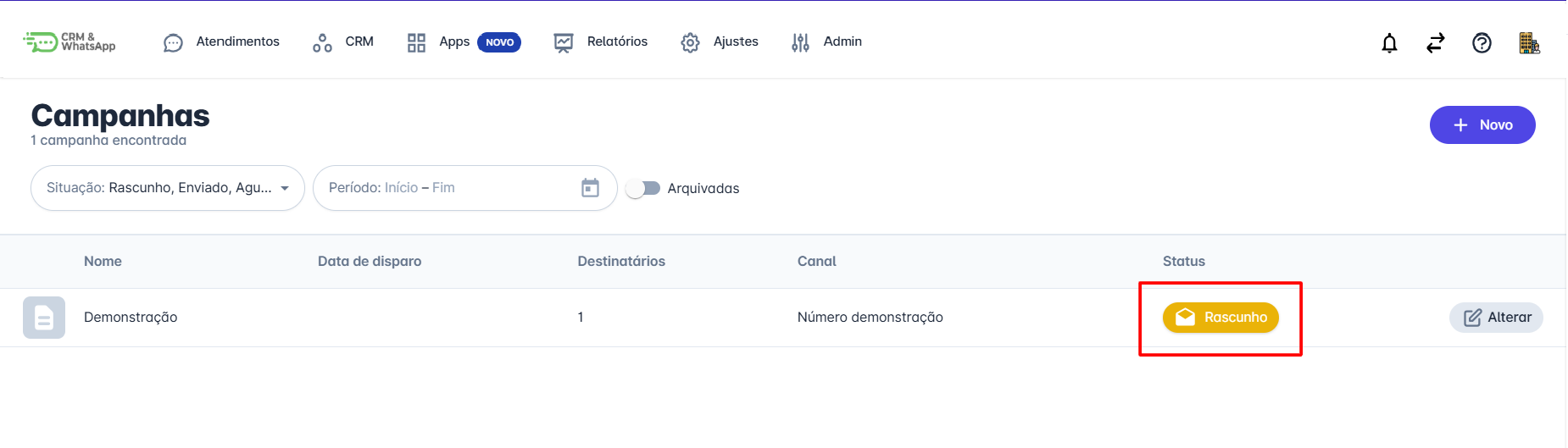 Campanha em rascunho