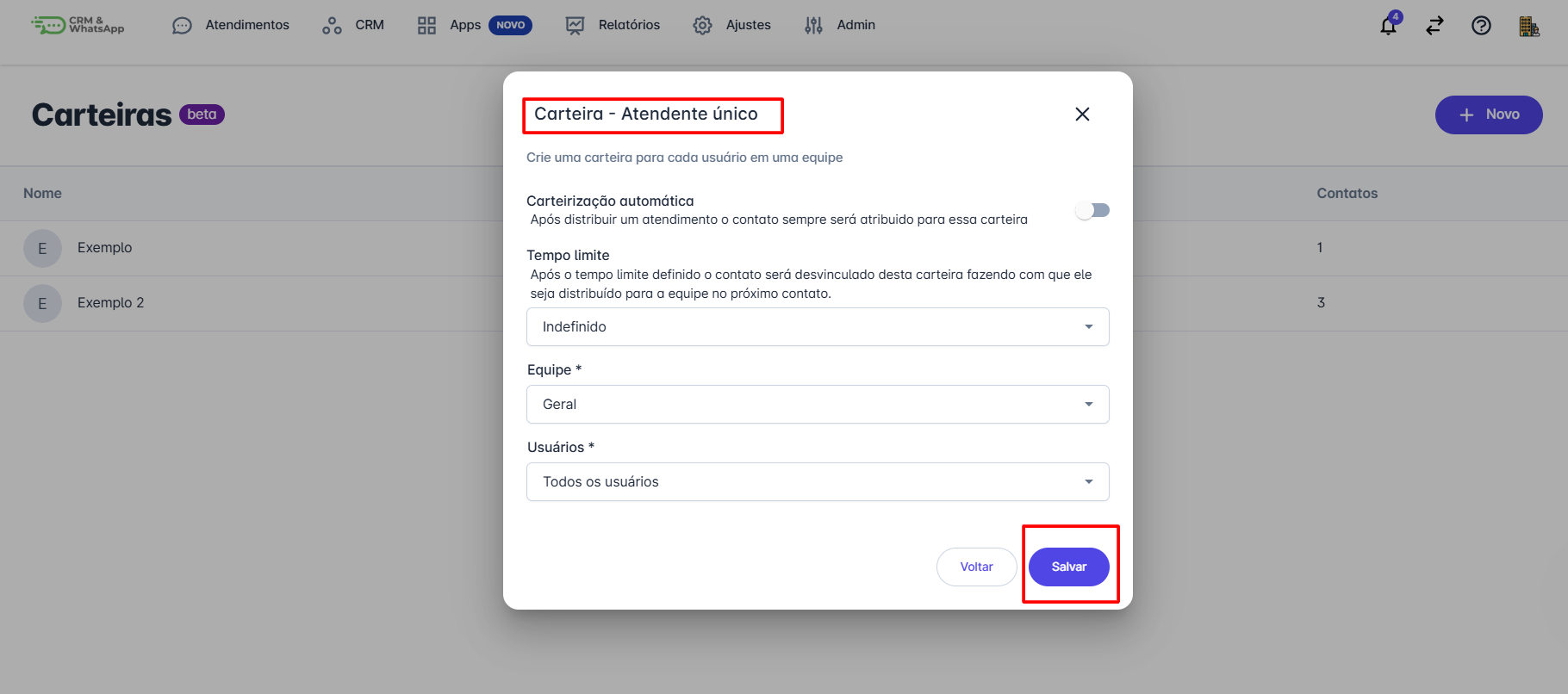 Configuração Atendente Único