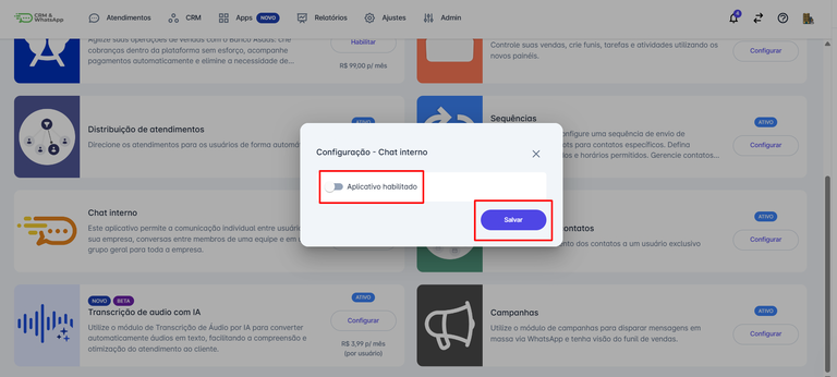 Desabilitar e Salvar
