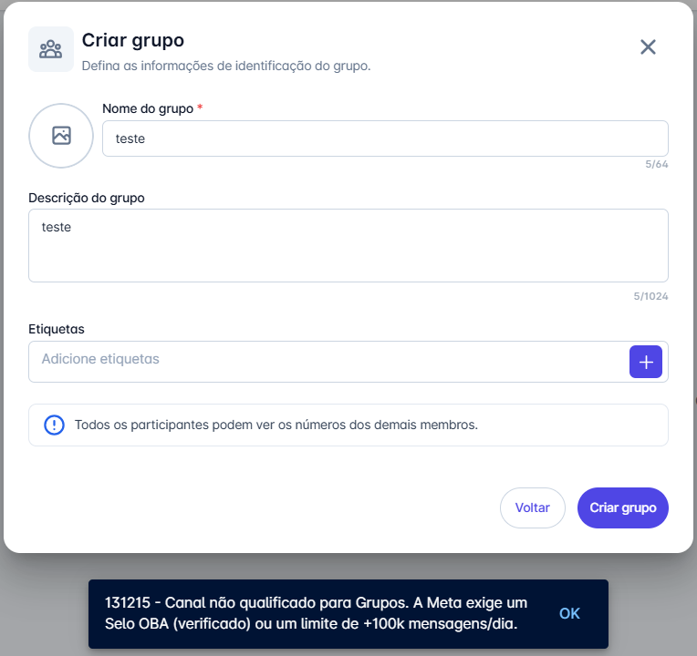 Aviso de elegibilidade