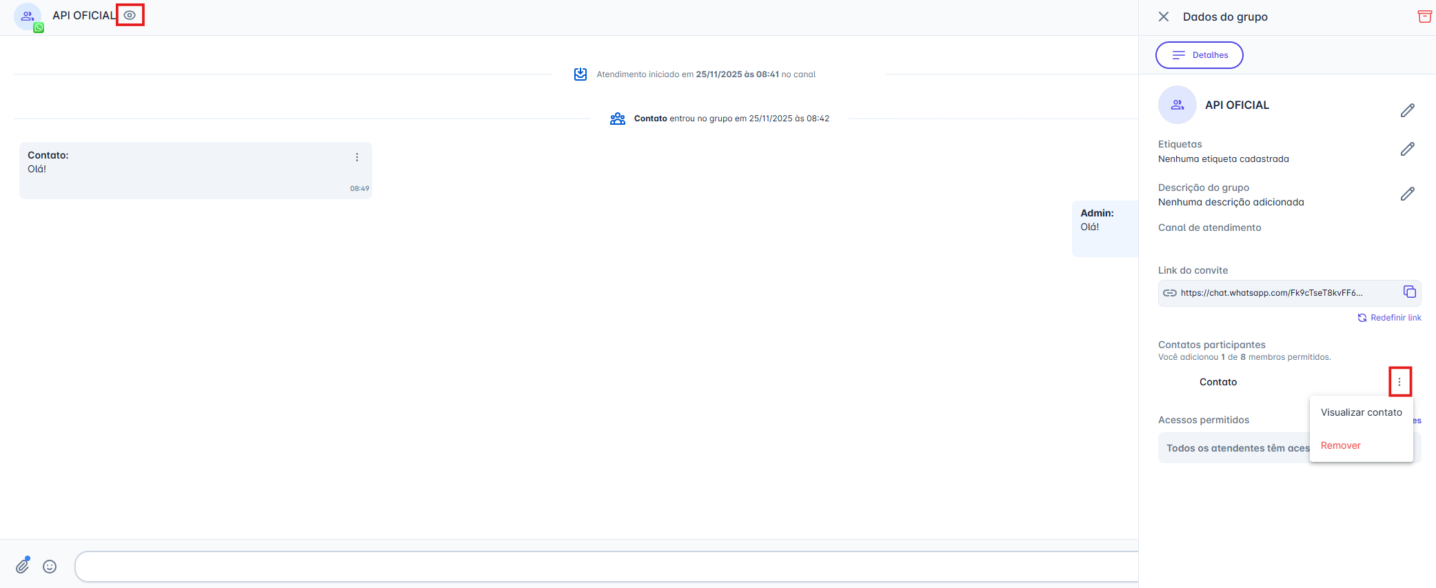 Painel de gerenciamento