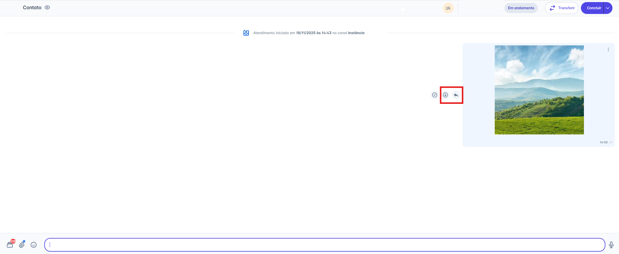 Ações ao passar o mouse