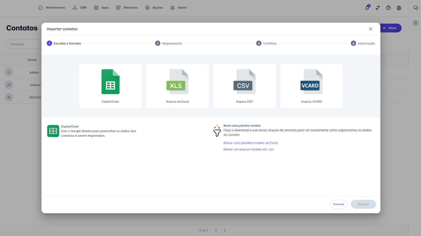 Opções de fonte de dados