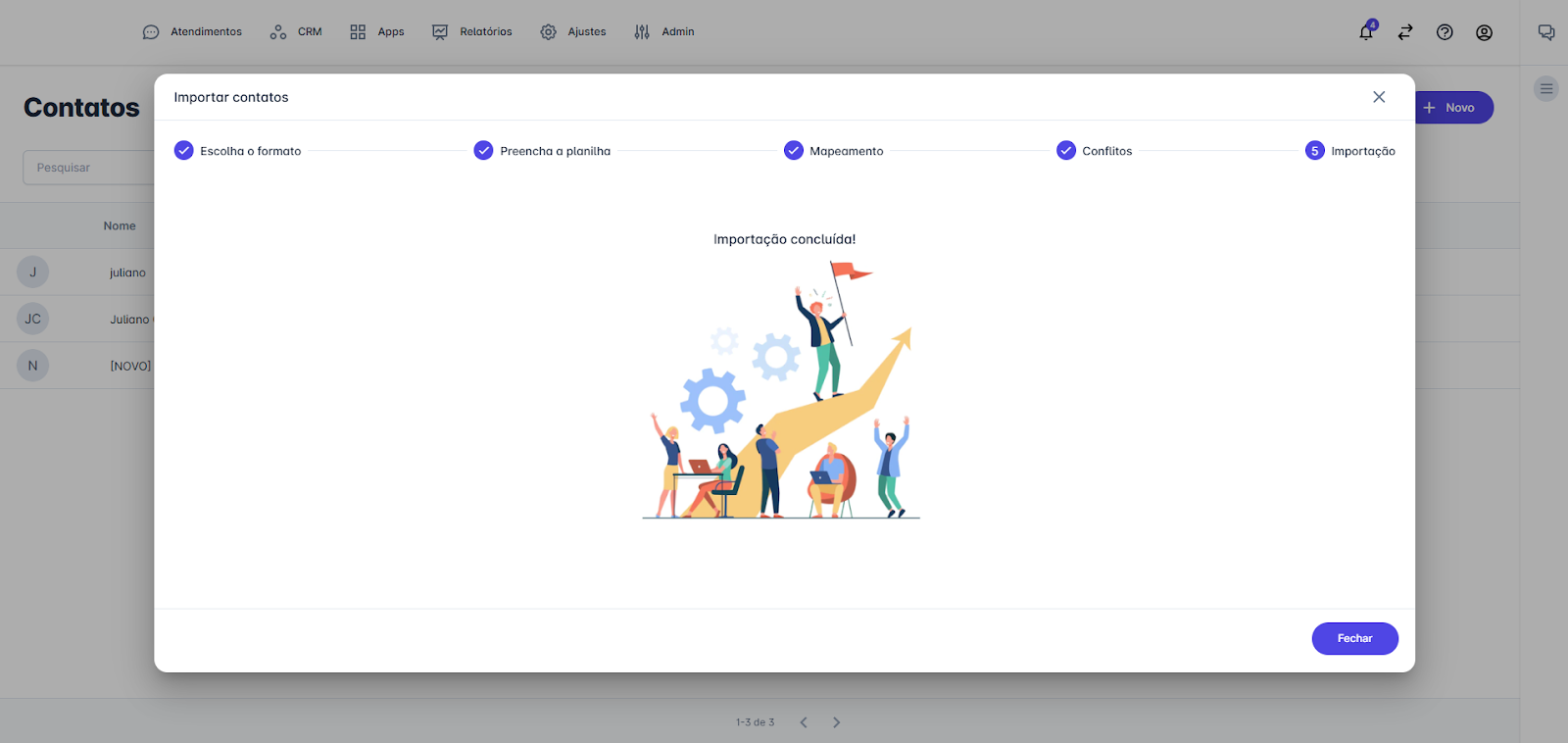 Importação concluída
