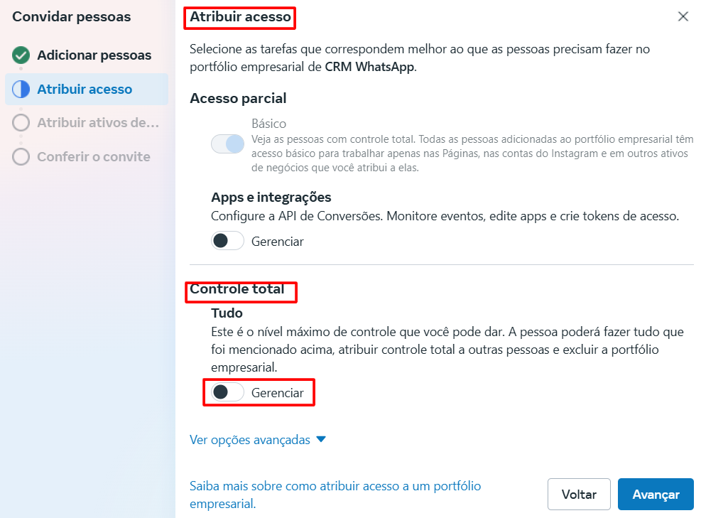 Definir perfil de acesso