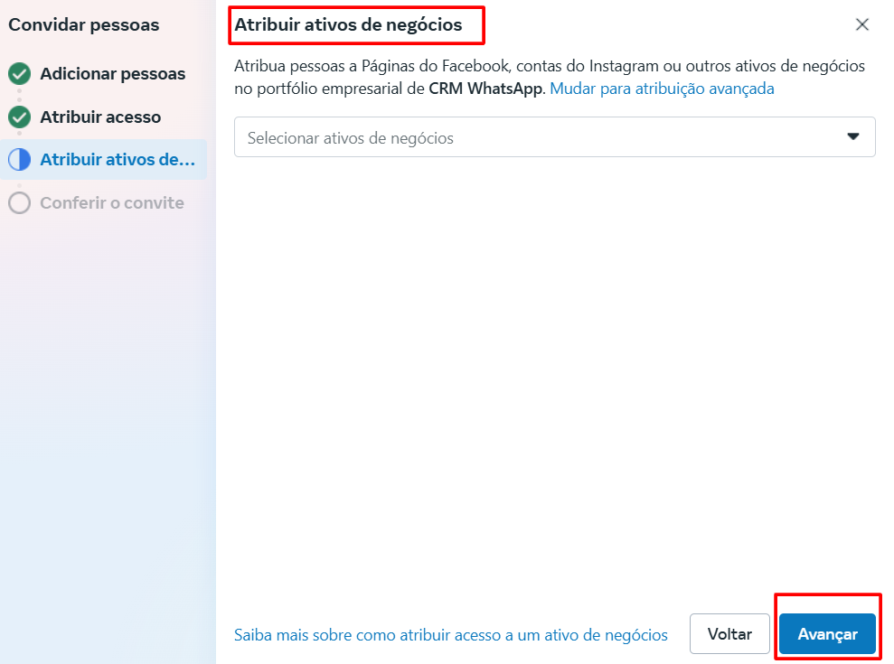 Definir ativos de negócio