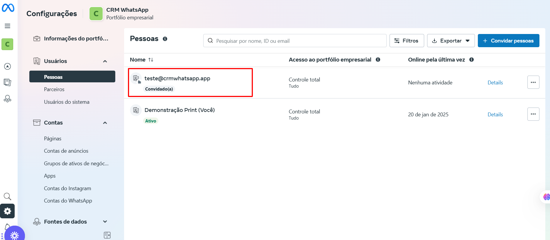 Confirmação do convite