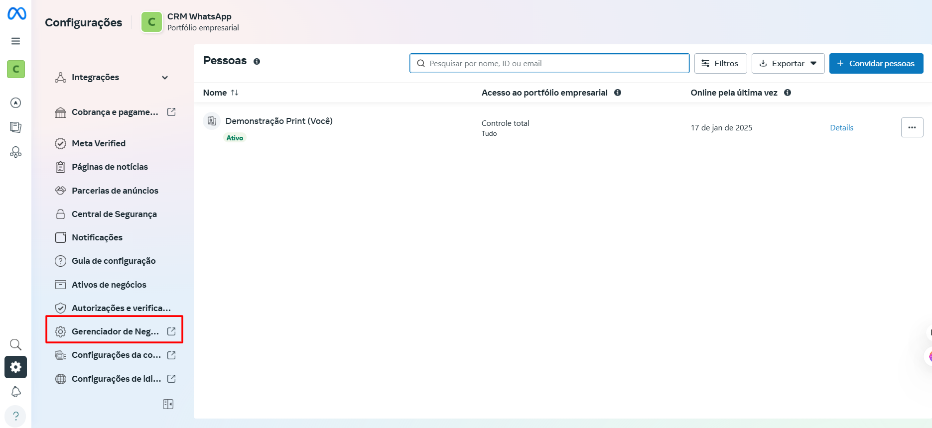 Gerenciador de Negócios
