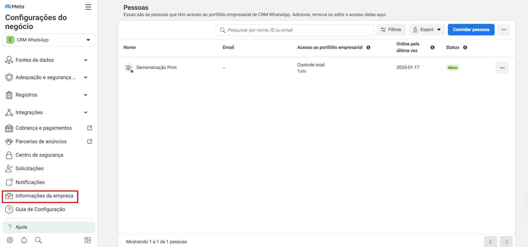 Informações da empresa