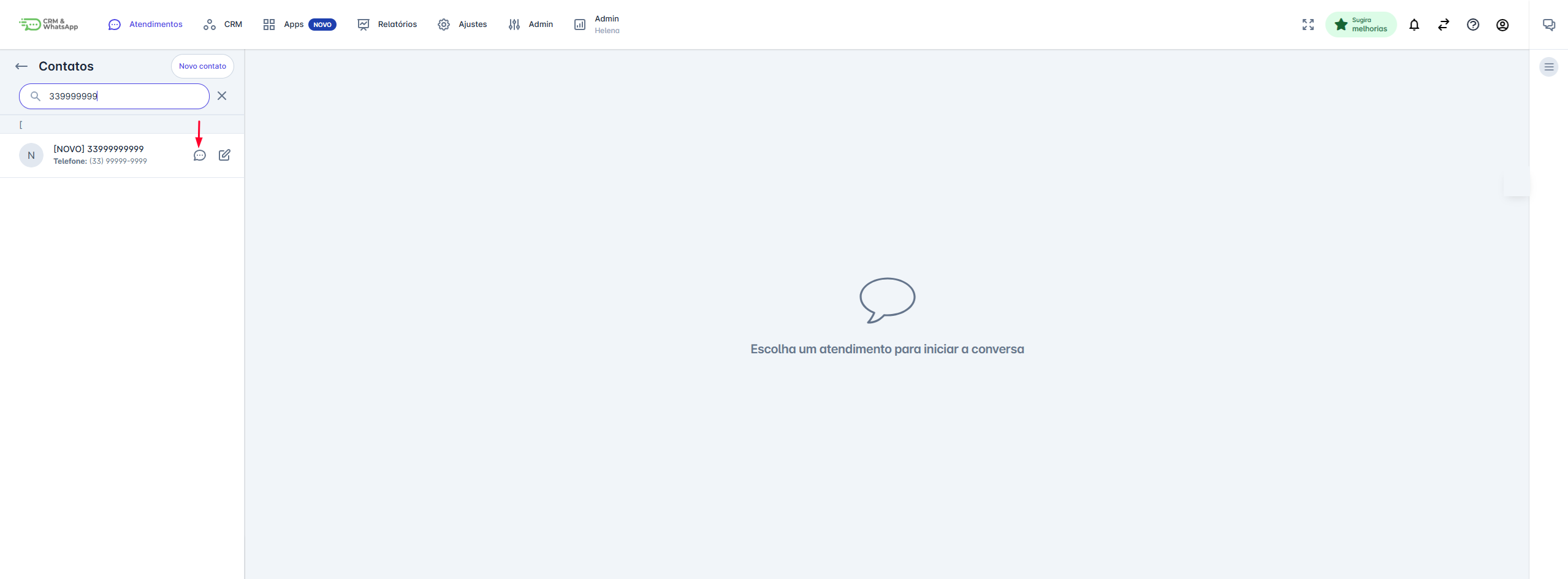 Localizar ou criar contato