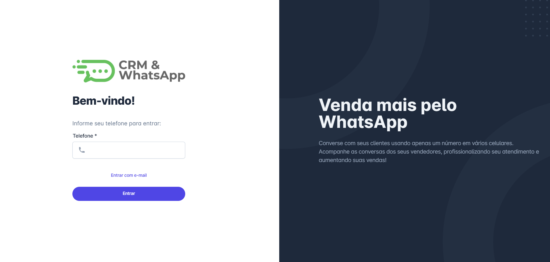 Tela de login da plataforma