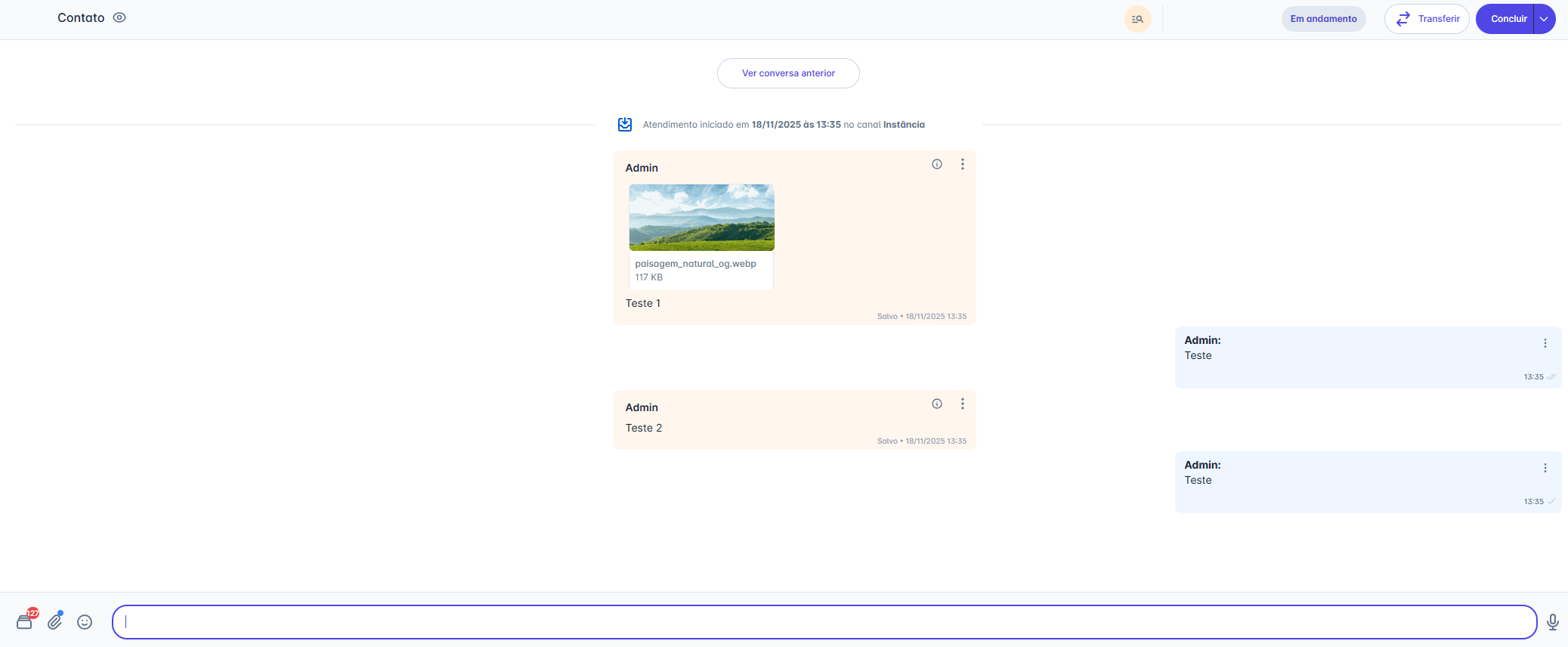 Nota exibida na conversa