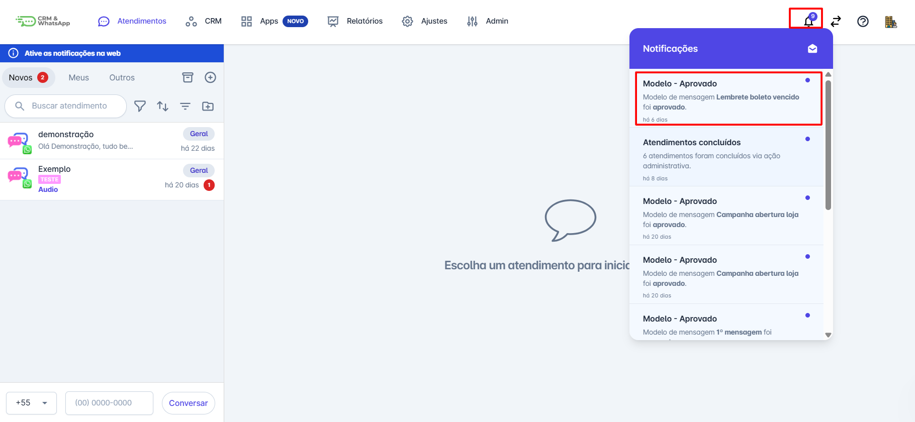 Notificação de Status