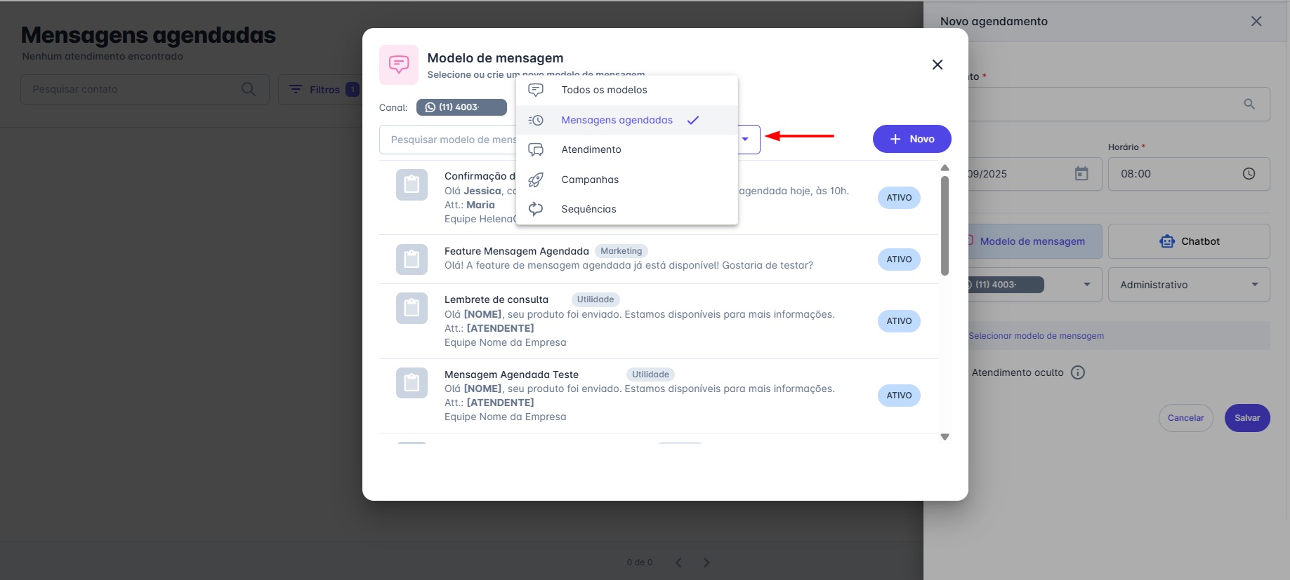 Novo Modelo de Mensagem