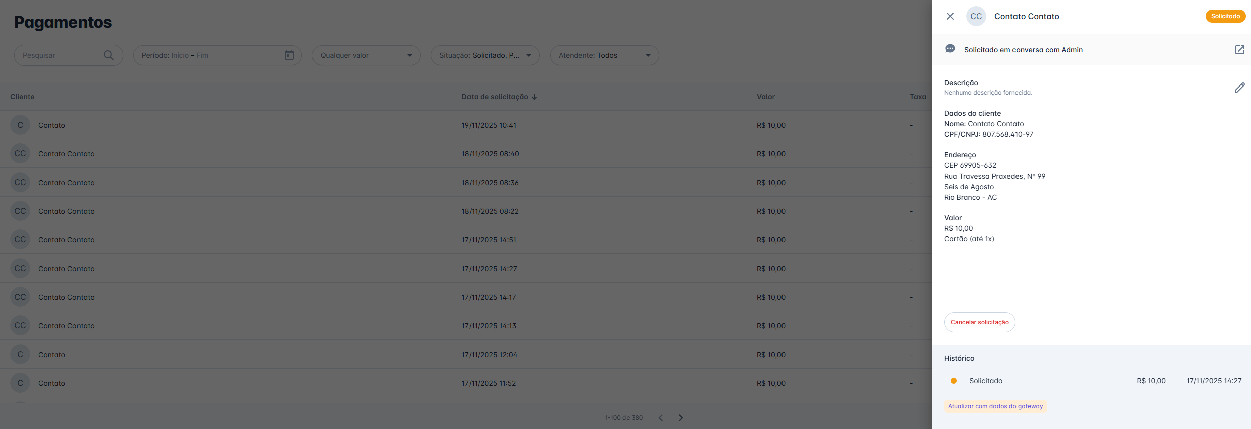 Opções de abertura