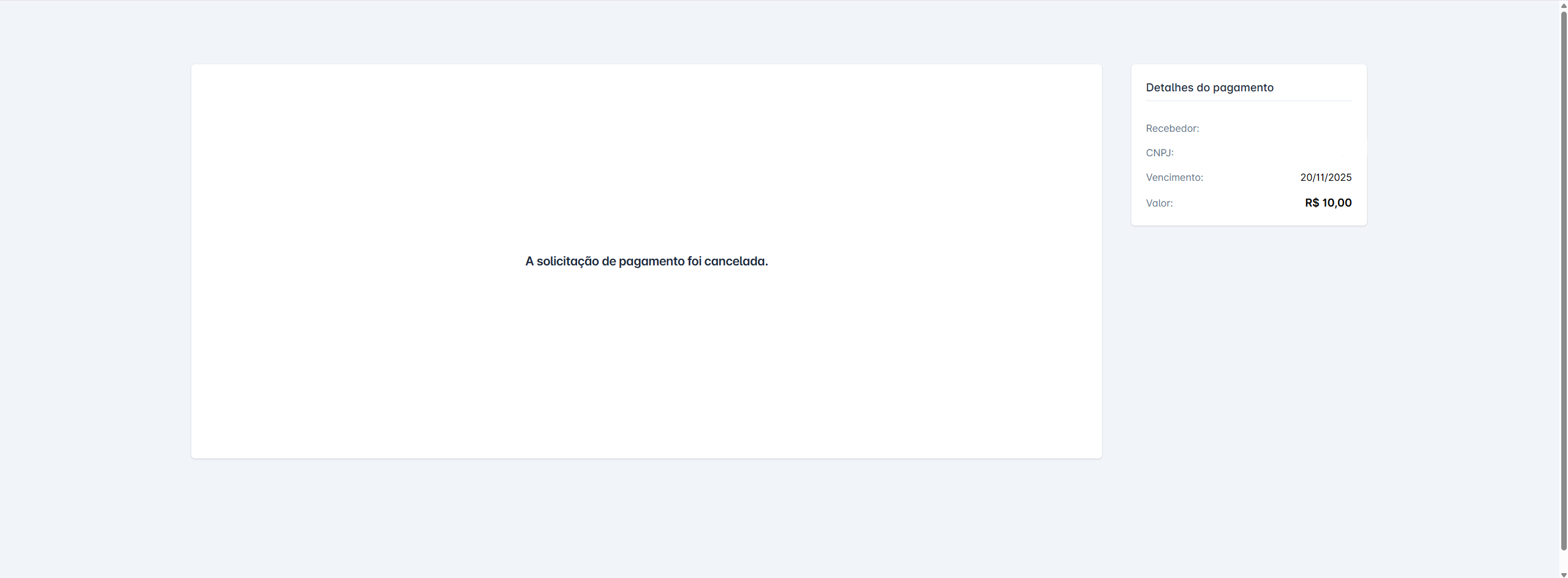Cancelar solicitação - Link