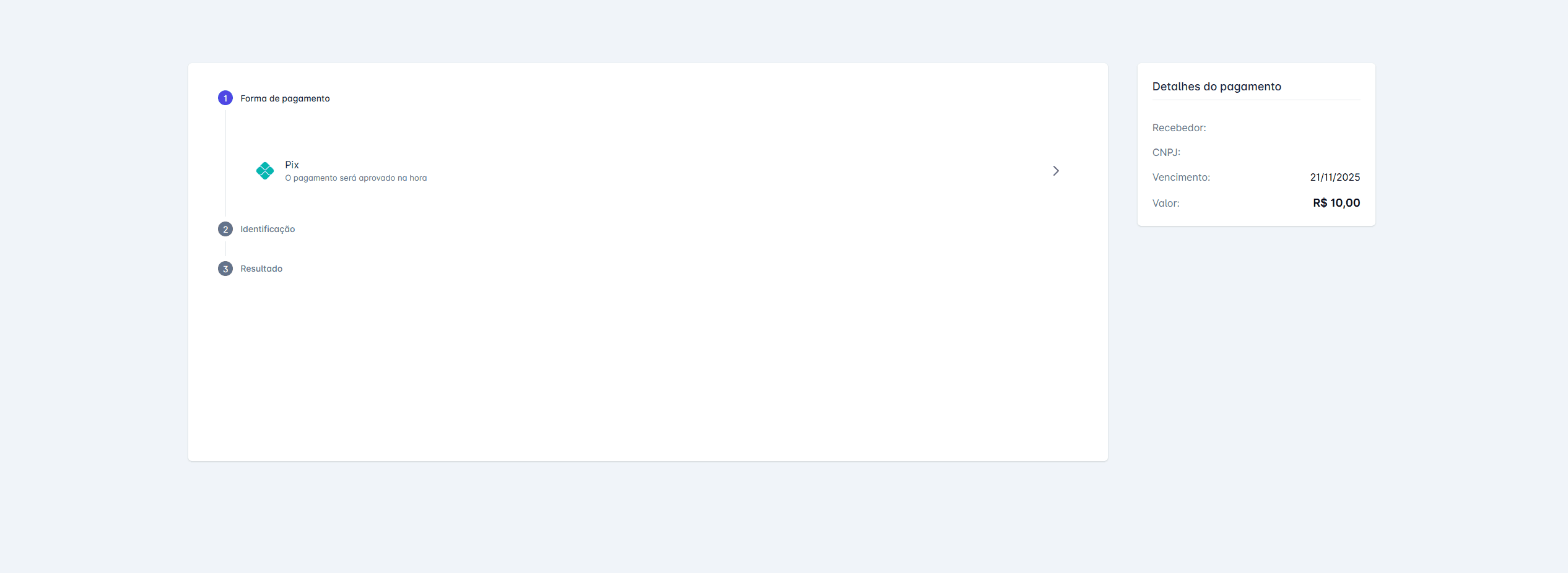Fluxo de pagamento com Pix