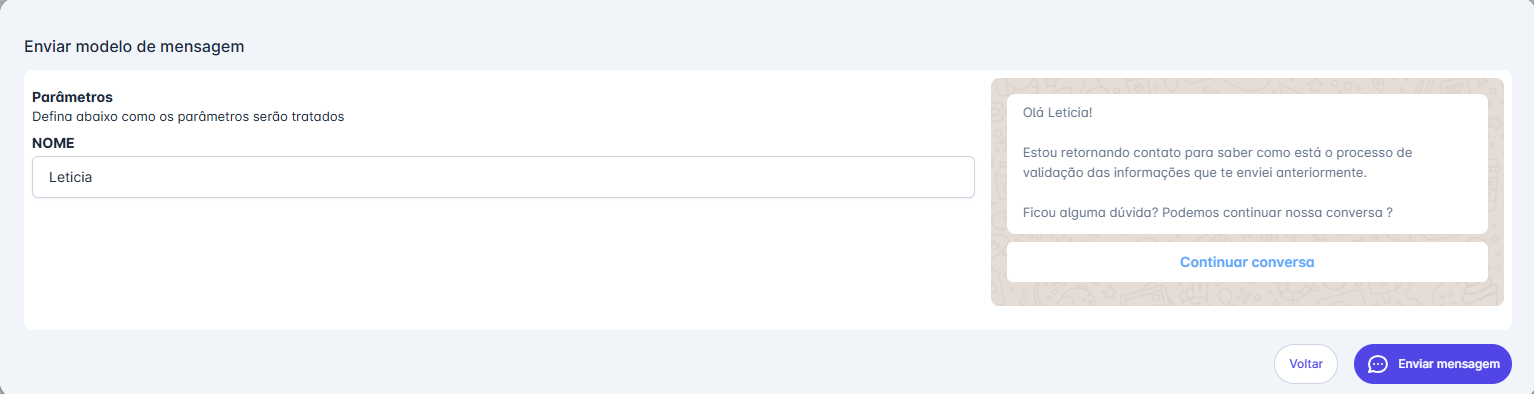 Preencher parâmetros