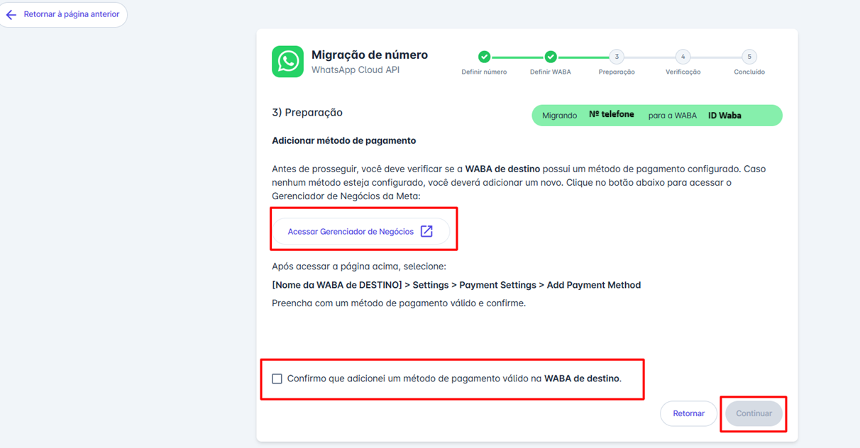 Configuração de pagamento