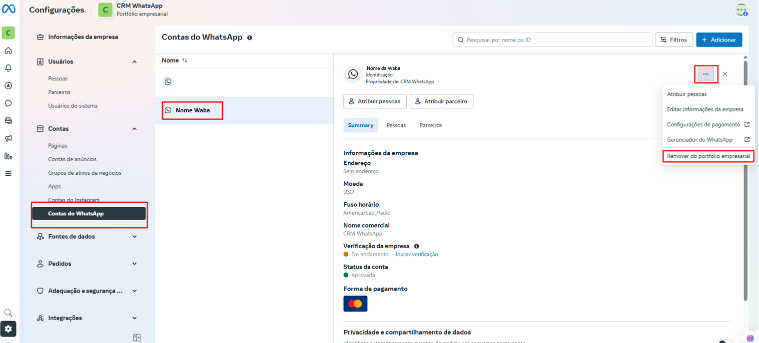 Remover do Portfólio