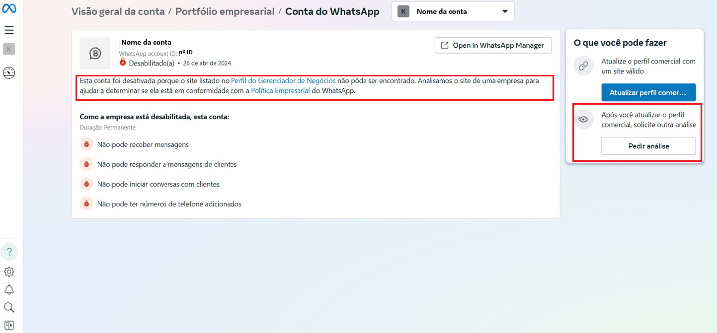Detalhes do bloqueio