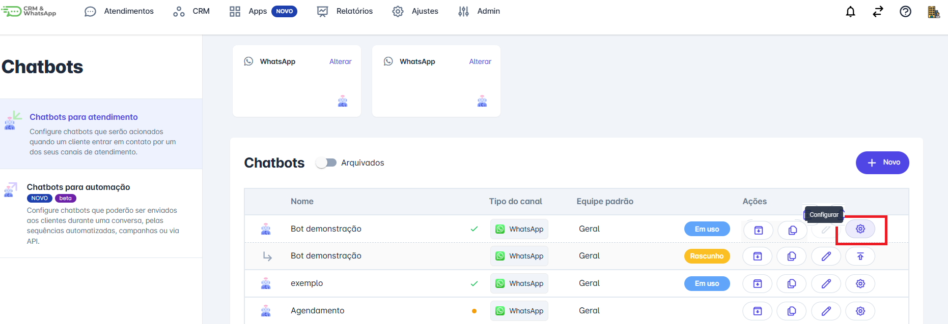 Configurações básicas