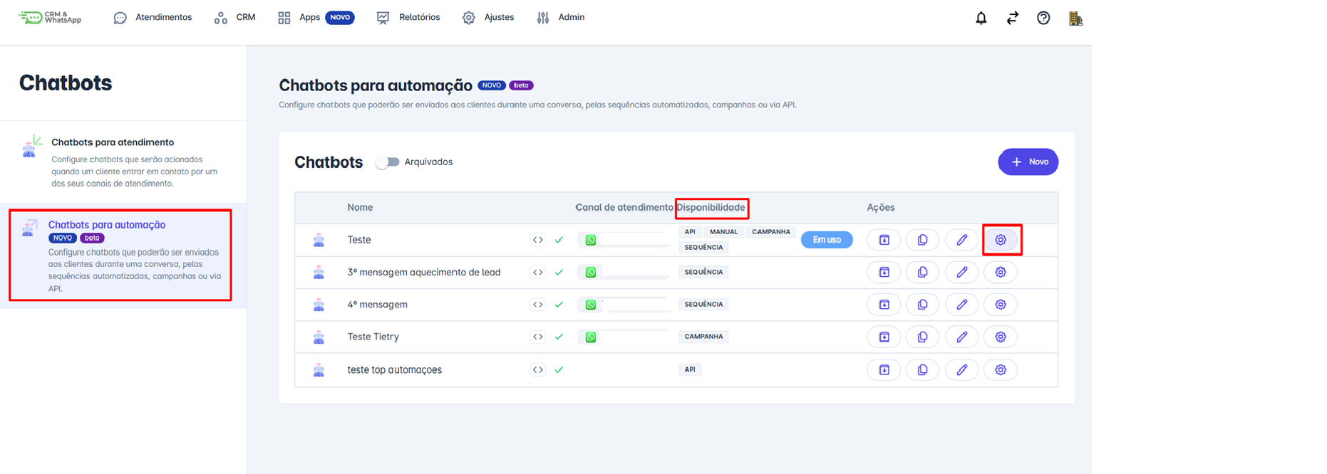 Lista de automação