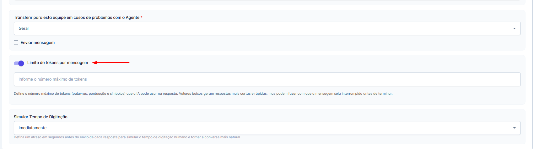 Controle de Limite de Tokens