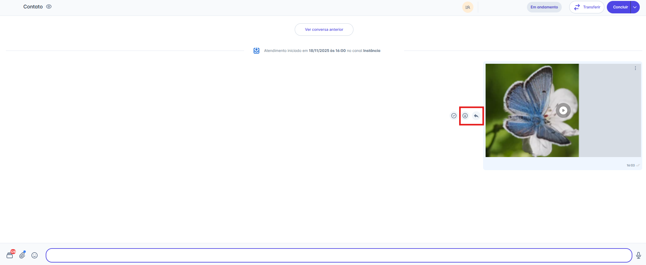 Ações ao passar o mouse