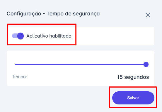 Configurar Tempo de Segurança