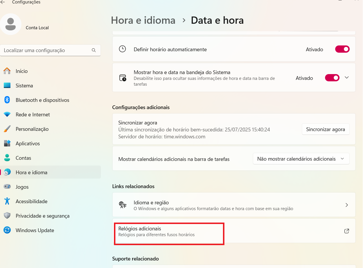 Relógios Adicionais