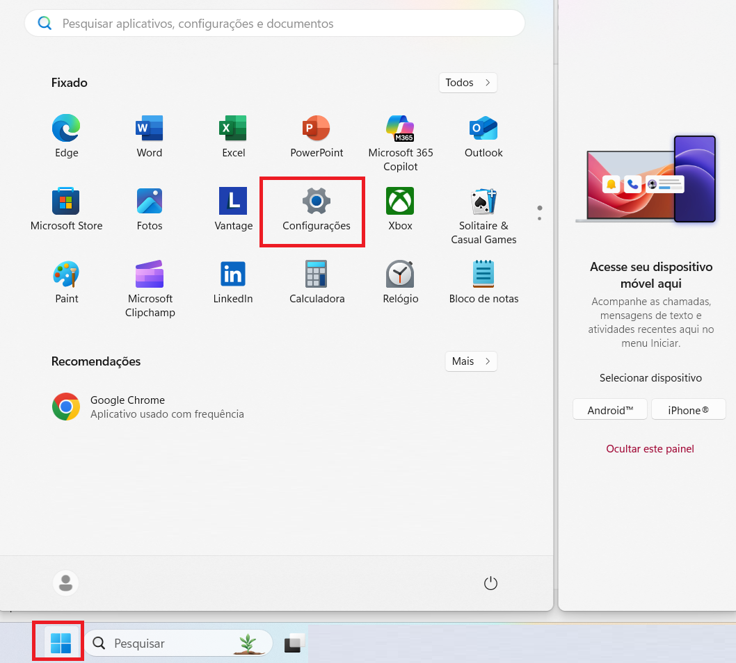 Configurações do Windows