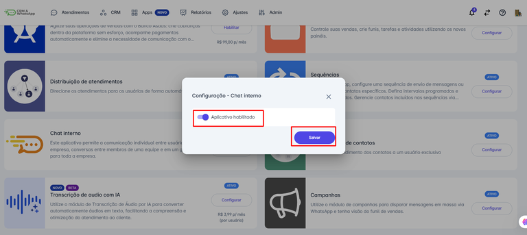 Configurações avançadas