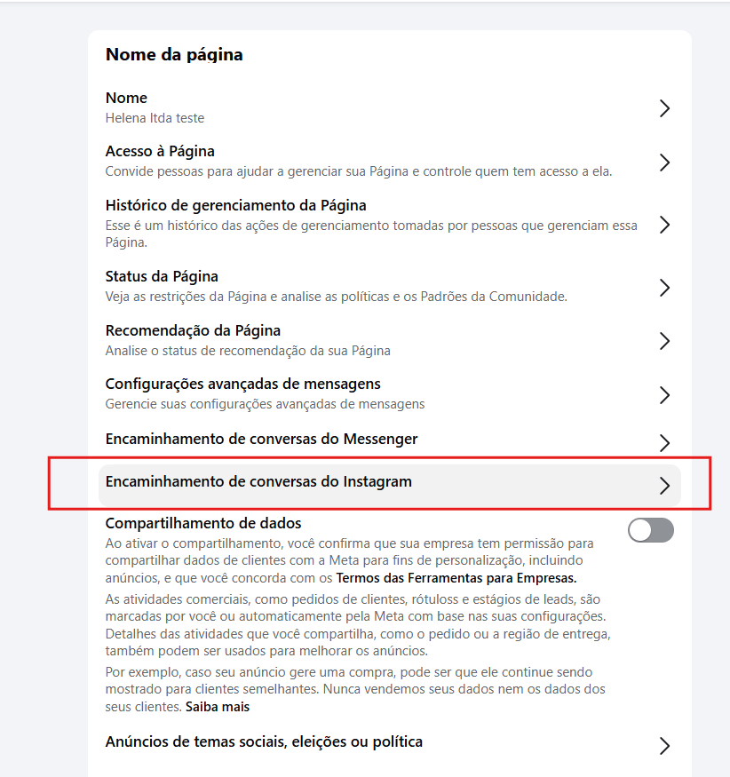 Encaminhamento de conversas